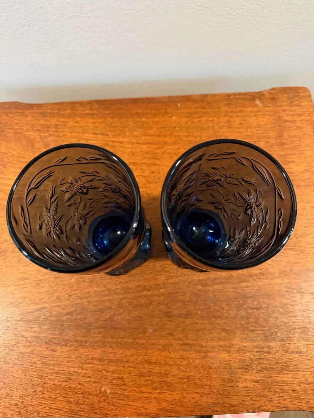 Princess House Fantasia Blue Footed Floral Glasses 2